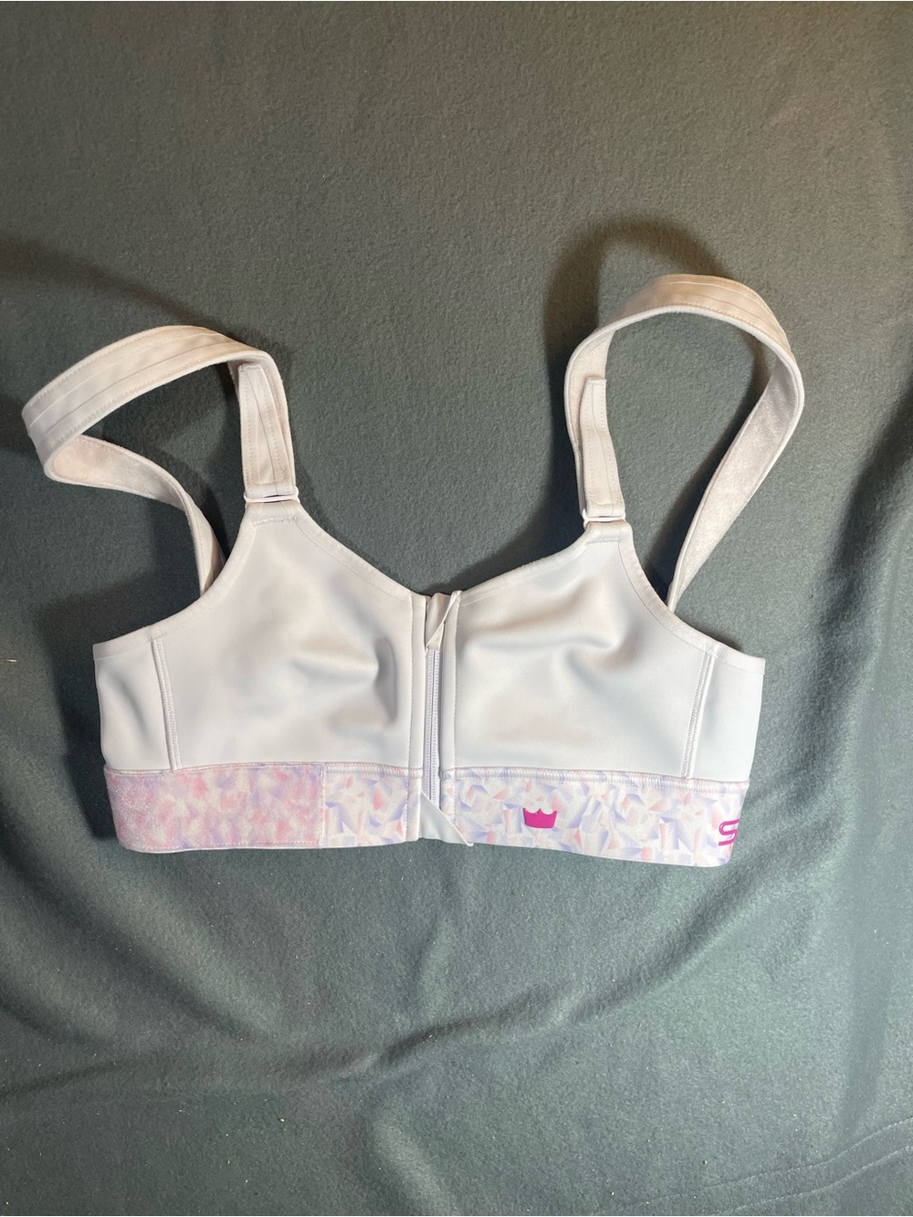 SHEFIT Ultimate High Impact Sports Bra White Geometric Prism Band Women's